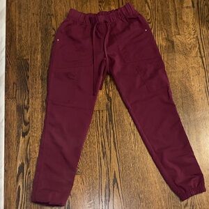 Maroon jogger scrub pants